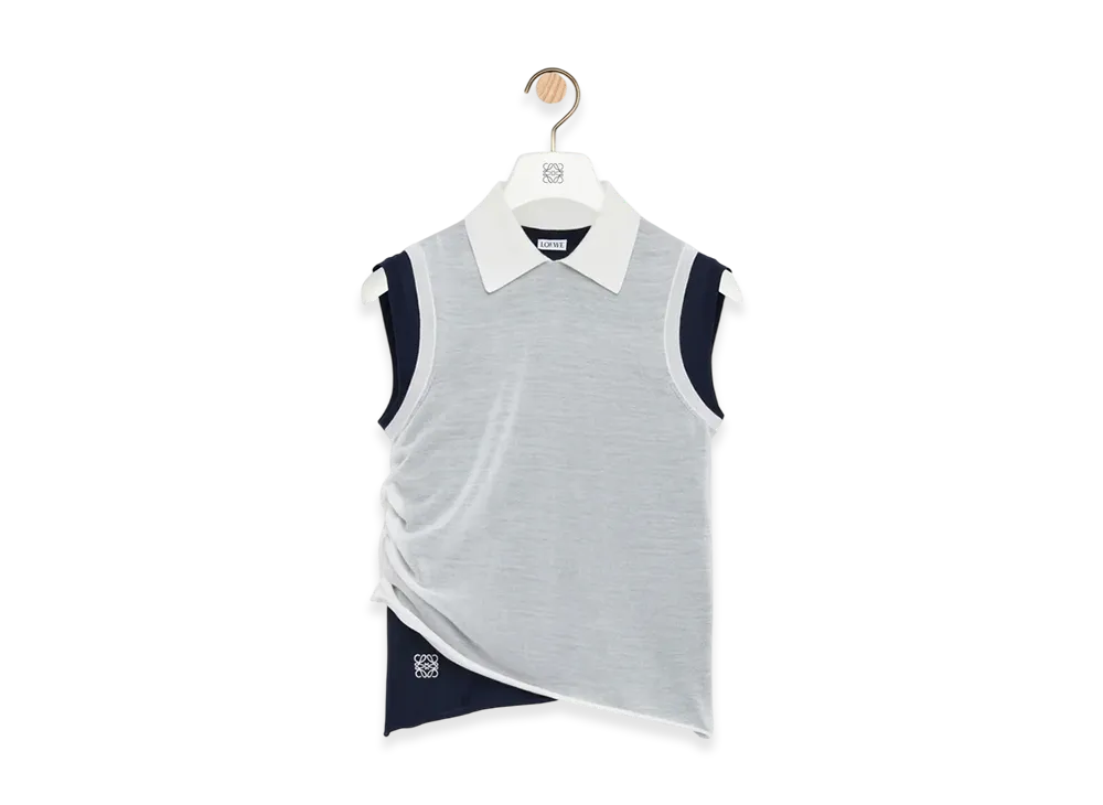 LOEWE Draped Top "White/Navy Blue"