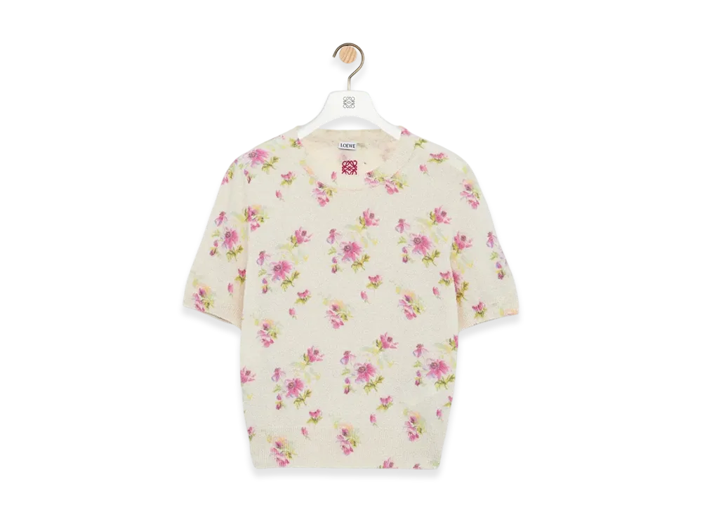 LOEWE Short-Sleeve Sweater "White/Pink"
