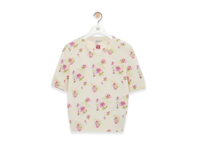 LOEWE Short-Sleeve Sweater "White/Pink"
