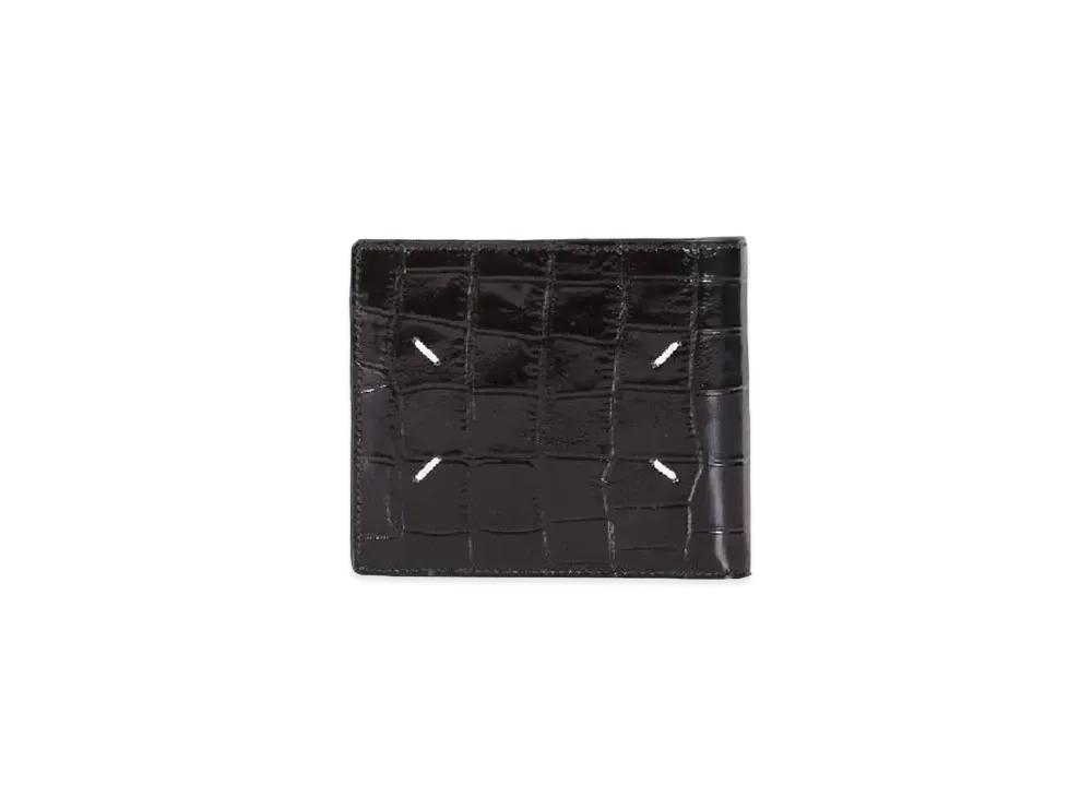 Maison Margiela Bovine Leather Crocodile Print Bi-fold Wallet "Black"