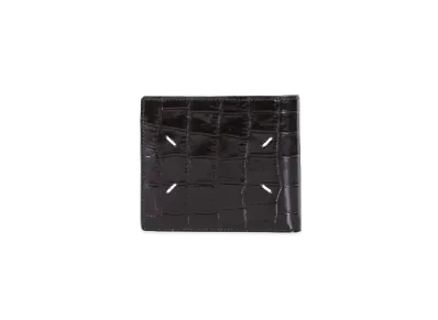Maison Margiela Bovine Leather Crocodile Print Bi-fold Wallet "Black"