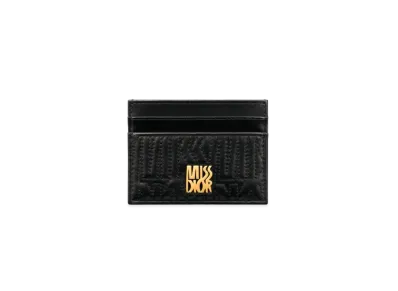 Dior Miss Dior Freesia Card Holder Lambskin with Quilted Miss Dior Allover Motif "Gold/Black"