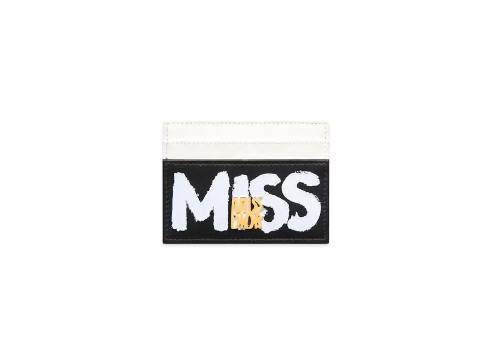 Dior Miss Dior Freesia Card Holder Miss Dior Graffiti Printed Calfskin "White/Black"