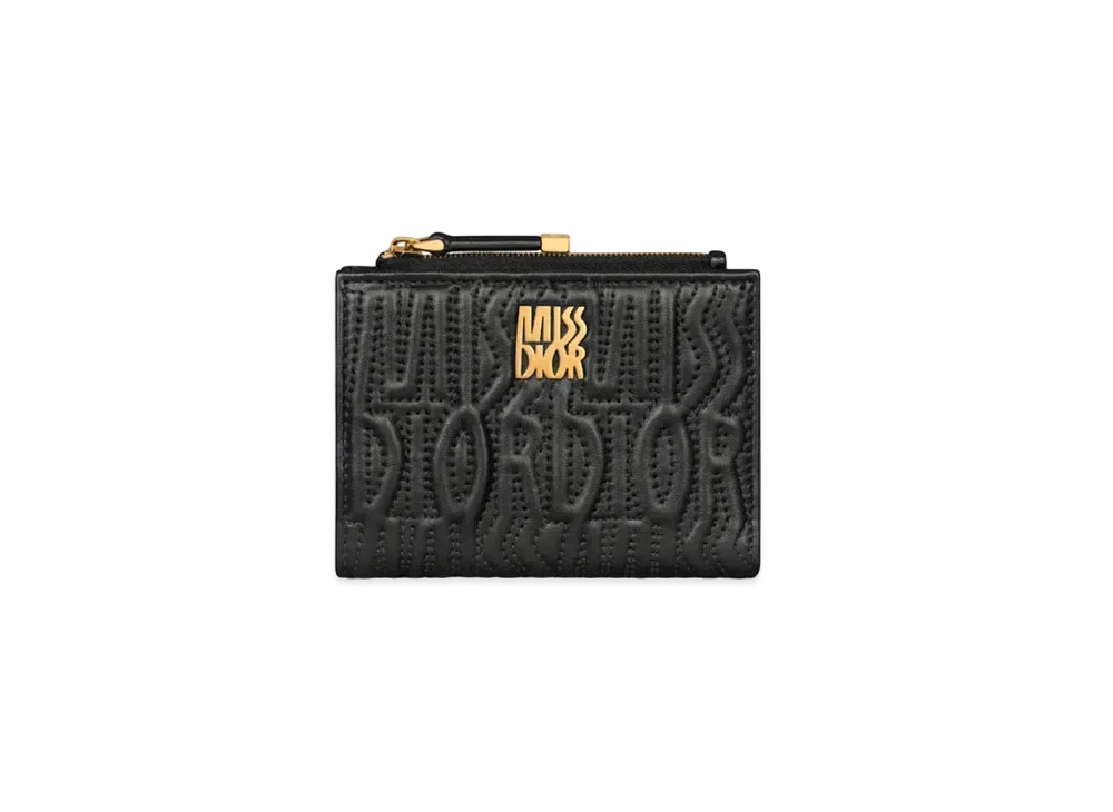 Dior Miss Dior Dahlia Wallet Lambskin with Quilted Miss Dior Allover Motif "Black"