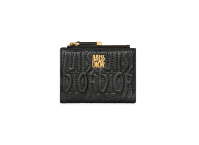 Dior Miss Dior Dahlia Wallet Lambskin with Quilted Miss Dior Allover Motif "Black"