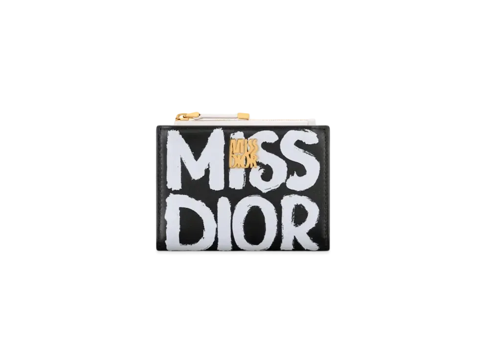 Dior Miss Dior Dahlia Wallet Miss Dior Graffiti Printed Calfskin "Black/White"