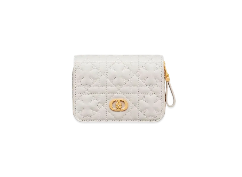 Dior Caro Scarlet Wallet Clover Cannage Lambskin Japan Exclusive "Latte White"