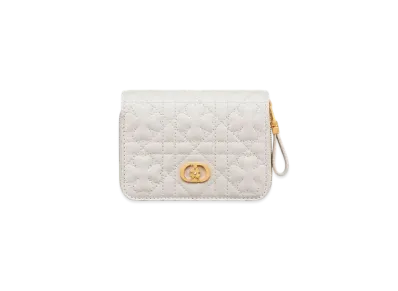 Dior Caro Scarlet Wallet Clover Cannage Lambskin Japan Exclusive "Latte White"