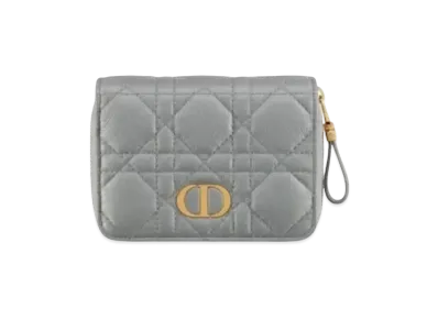 Dior Karos Mall Zipper Wallet "Soft Gray"