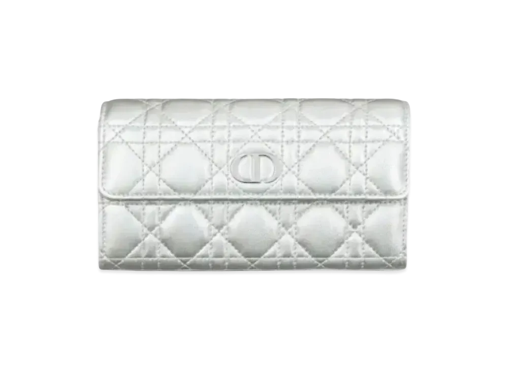 Dior Caro Wallet "Metallic Silver"