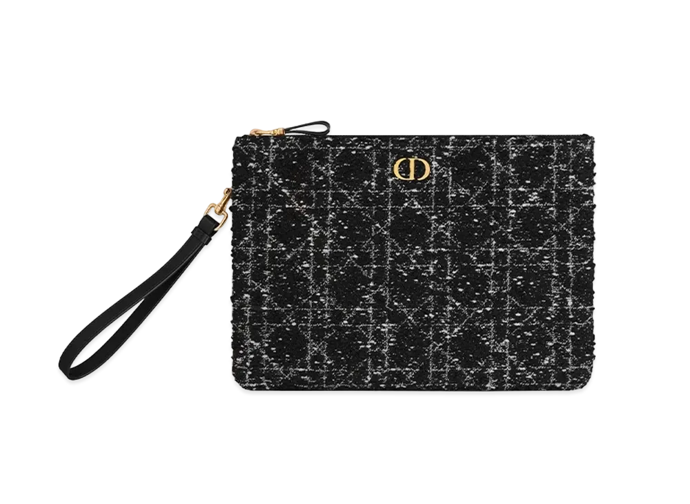 Dior Large Caro Daily Pouch Tweed "Black"