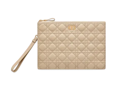 Dior Large Caro Daily Pouch Supple Cannage Calfskin "Sand"