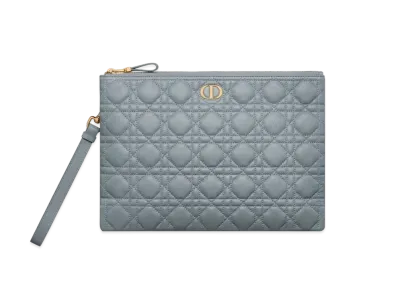 Dior Large Dior Caro Daily Pouch Supple Cannage Calfskin "Cloud Blue"