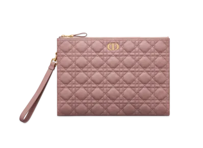 Dior Large Caro Daily Pouch Supple Cannage Calfskin "Peony Pink"