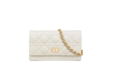 Dior Dior Caro Belt Pouch With Chain "White"