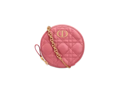 Dior Dior Caro Round Pouch With Chain "Pink"