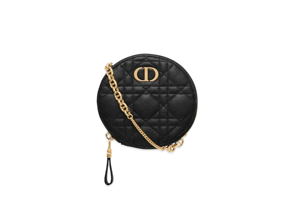 Dior Dior Caro Round Pouch With Chain "Black"