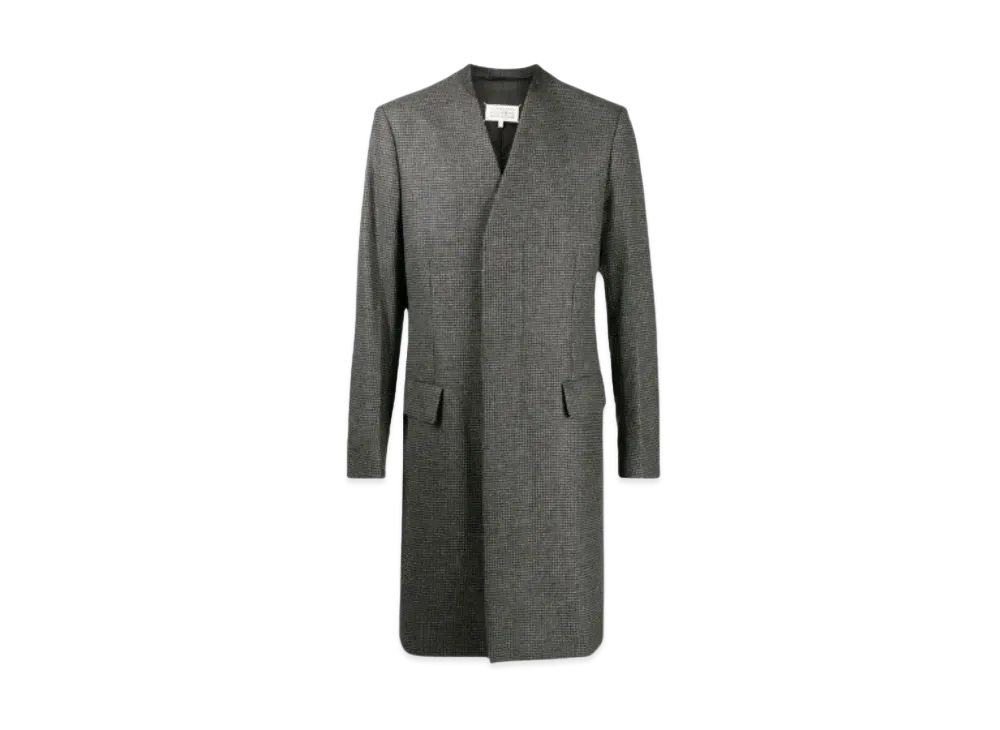 Maison Margiela Collarless Houndstooth Coat "Gray Black"