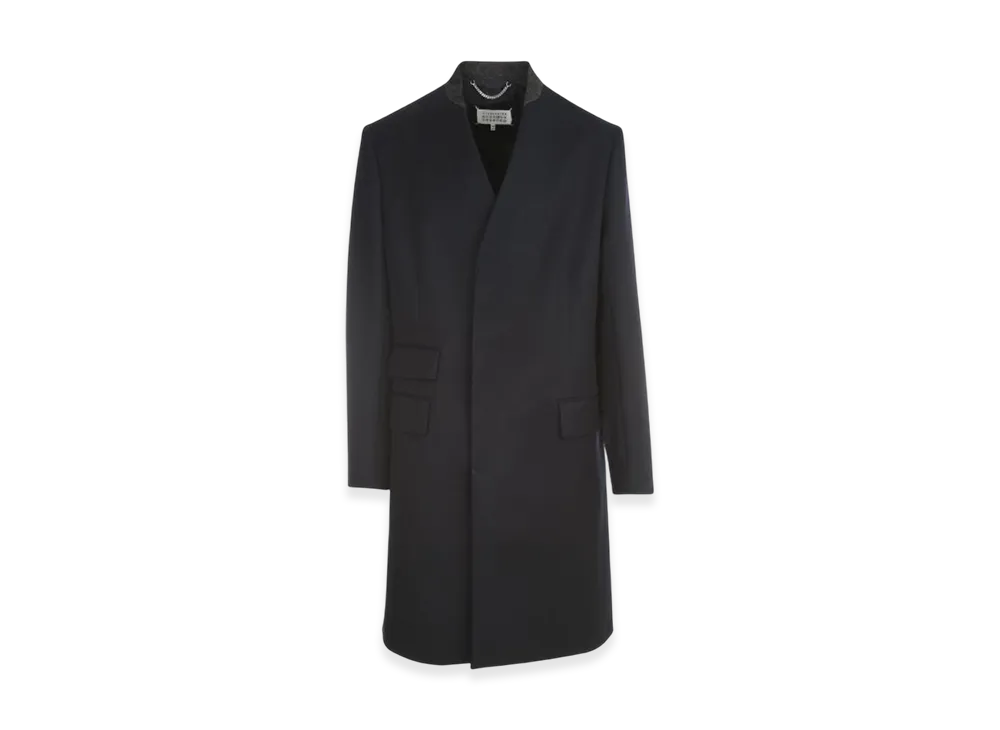 Maison Margiela Minimal Collarless Coat "Navy"