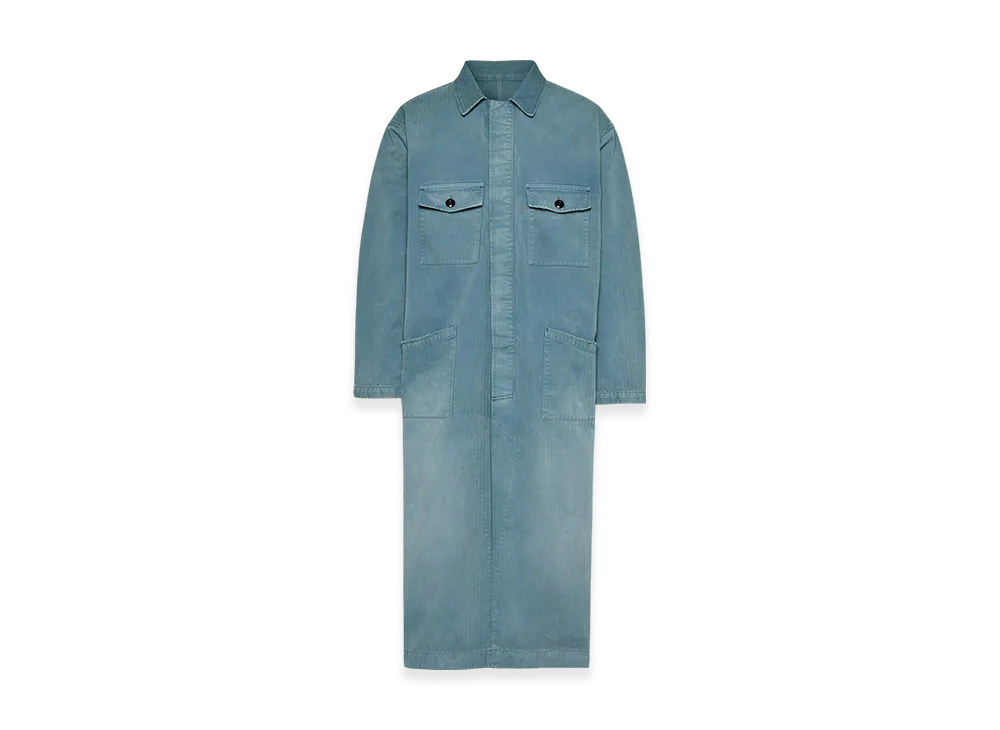 Maison Margiela Men's Herringbone Trench Coat "Blue"