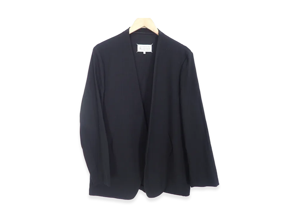 Maison Margiela Jersey Effect Wool Pull No Collar Jacket "Black"