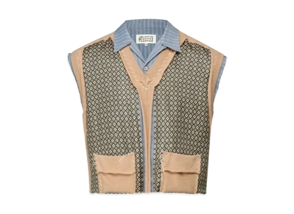 Maison Margiela Spliced Seersucker Linen Shirt "Blue"