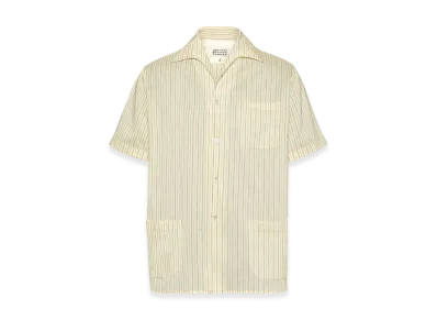 Maison Margiela Men's Short Sleeve Silk Shirt "Ecru"
