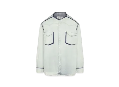 Maison Margiela Collarless Denim Shirt "Light Blue"