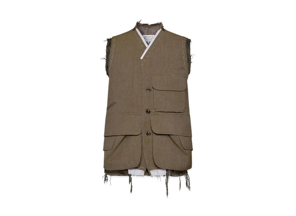 Maison Margiela Men's Sleeveless Wool Jacket "Olive"