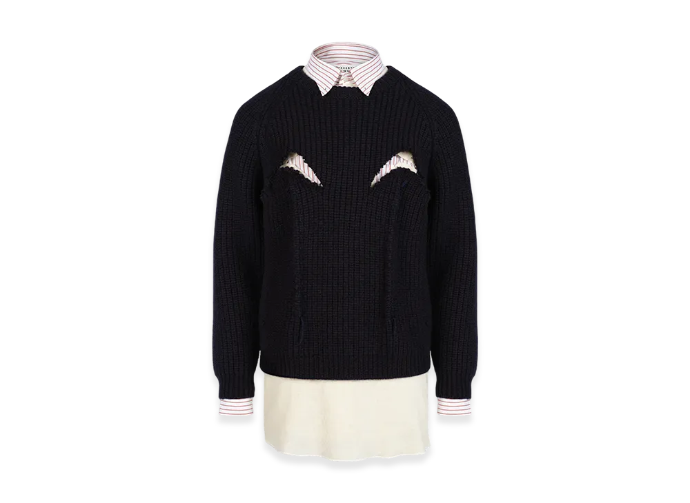 Maison Margiela Twill Pinstripe Shirt Sweater "White"