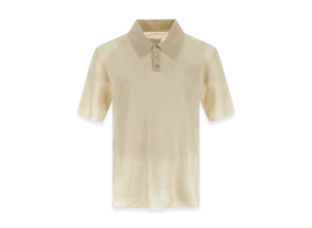 Maison Margiela Linen Knit Polo Shirt "Off White"