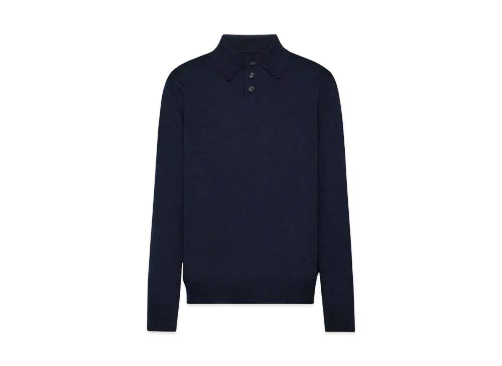Maison Margiela Men's Elbow Patch Wool Polo "Dark Blue"