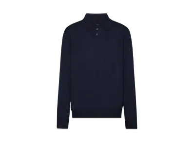 Maison Margiela Men's Elbow Patch Wool Polo "Dark Blue"