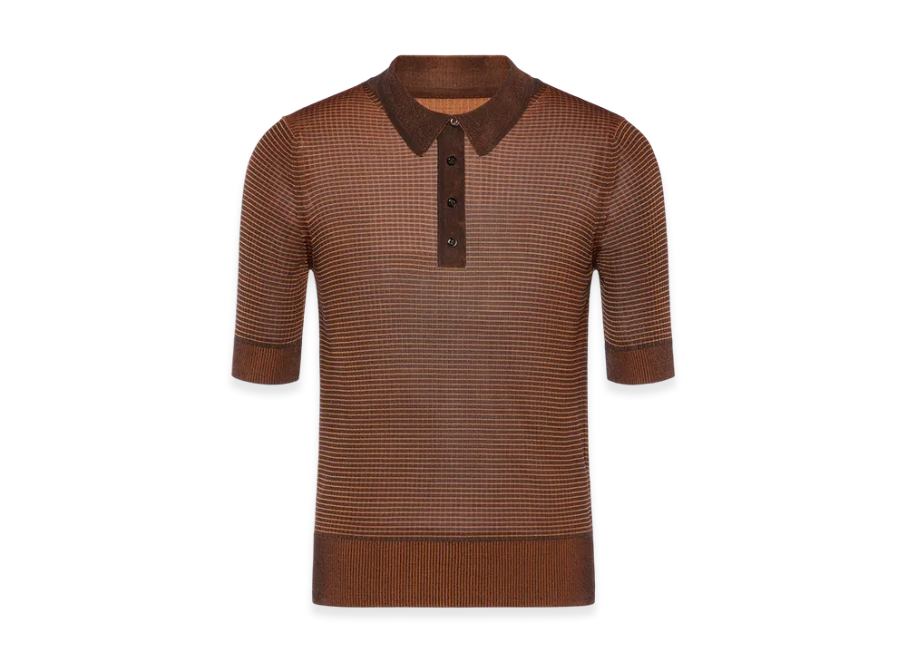 Maison Margiela Dandy Check Wool Knit Polo "Brown"