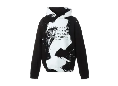 Maison Margiela Diagonal Paint Effect Hoodie "Black"