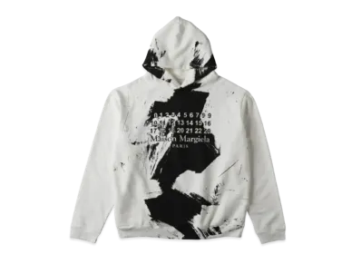 Maison Margiela Diagonal Paint Effect Hoodie "White"