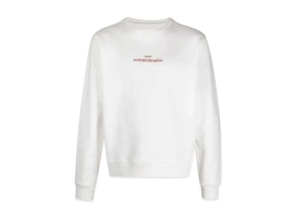 Maison Margiela Reverse Stitch Logo Sweatshirt "Ivory/Red"
