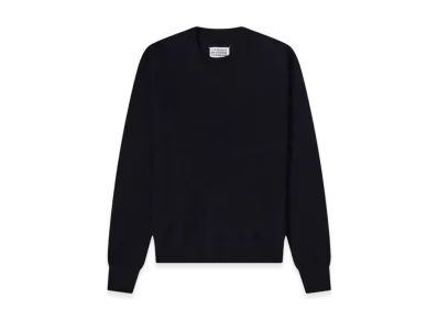 Maison Margiela Elbow Patch Crewneck Wool Sweater "Dark Blue"