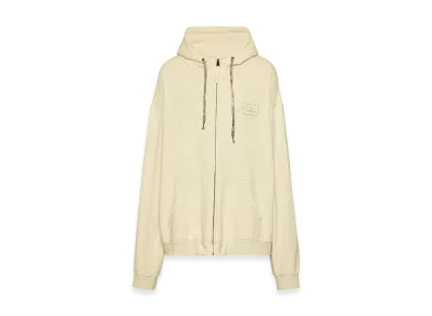 Maison Margiela Men's Stamp Logo Zip Hoodie "Ecru"
