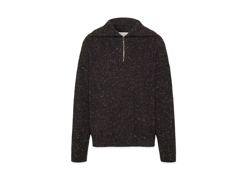 Maison Margiela Men's Shetland Wool Zip Sweatshirt "Charcoal"