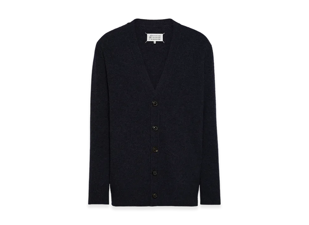 Maison Margiela Men's Washed Lambswool Cardigan "Navy"