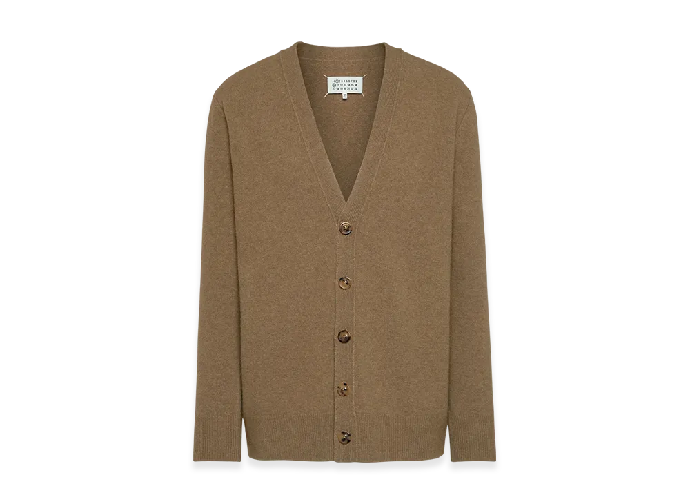 Maison Margiela Men's Washed Lambswool Cardigan "Pink Beige"
