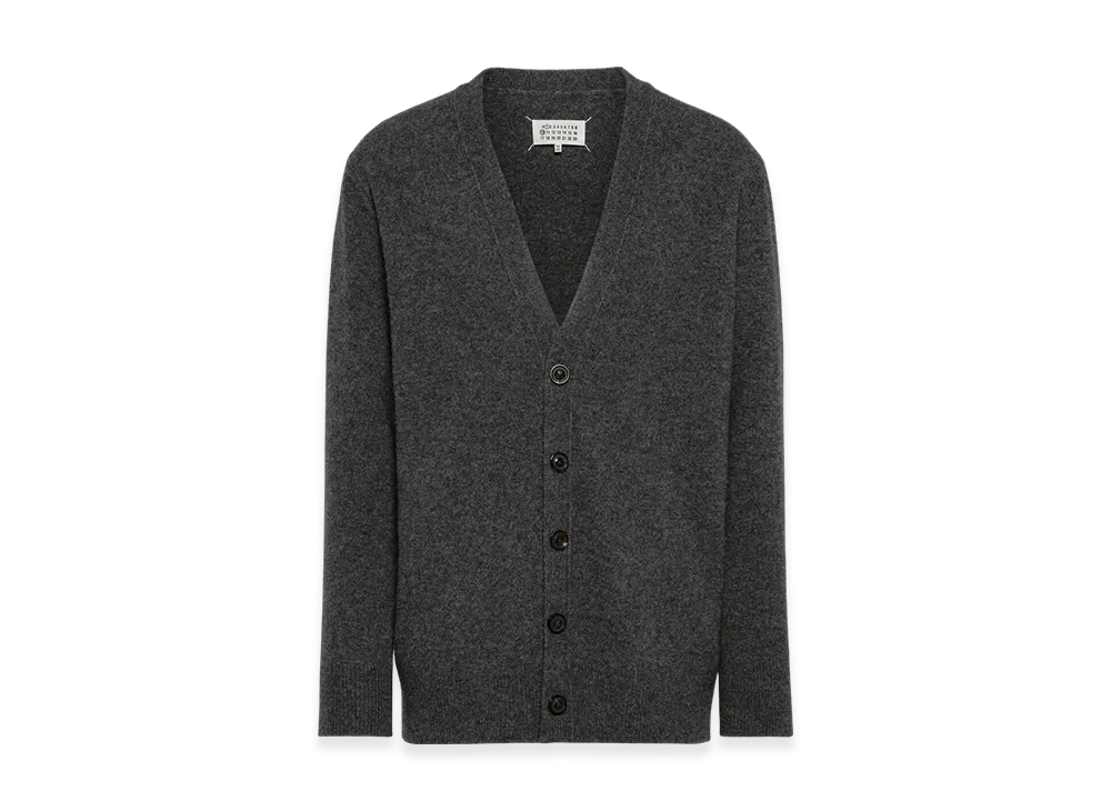 Maison Margiela Men's Washed Lambswool Cardigan "Charcoal"
