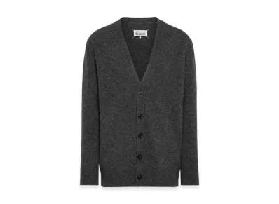 Maison Margiela Men's Washed Lambswool Cardigan "Charcoal"