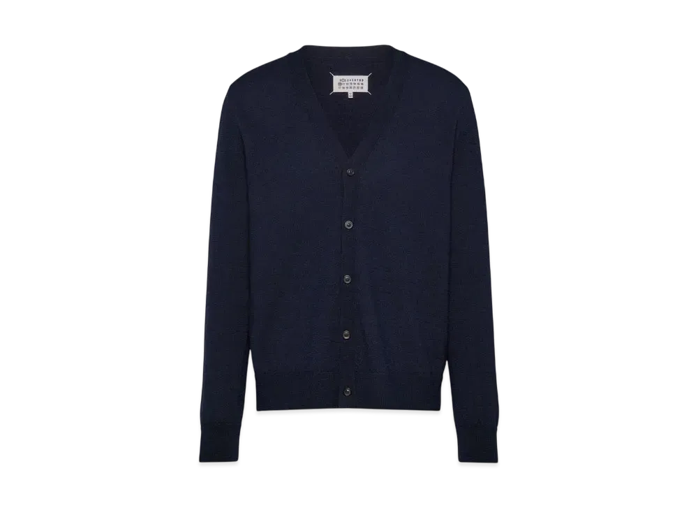 Maison Margiela Men's Elbow Patch Wool Cardigan "Dark Blue"