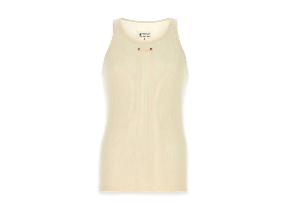 Maison Margiela Ivory Cotton Blend Tank Top "White"