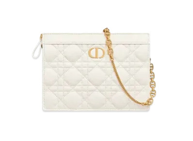 Dior Caro Zipped Pouch Chain Supple Cannage Calfskin "Latte"