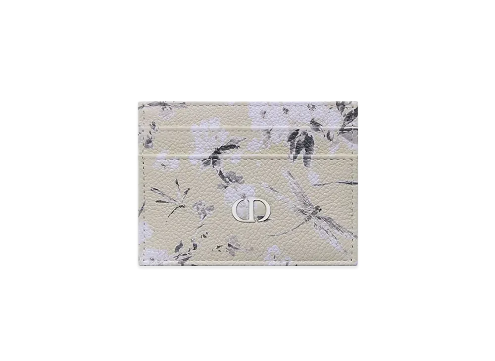 Dior Caro Freesia Card Holder Jardin de Dior Printed Grained Calfskin "Multicolor"