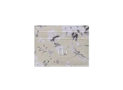 Dior Caro Freesia Card Holder Jardin de Dior Printed Grained Calfskin "Multicolor"