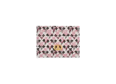 Dior Caro Freesia Card Holder Lucky Dior Clover Printed Calfskin Japan Exclusive "Ivory/Pink/Black"